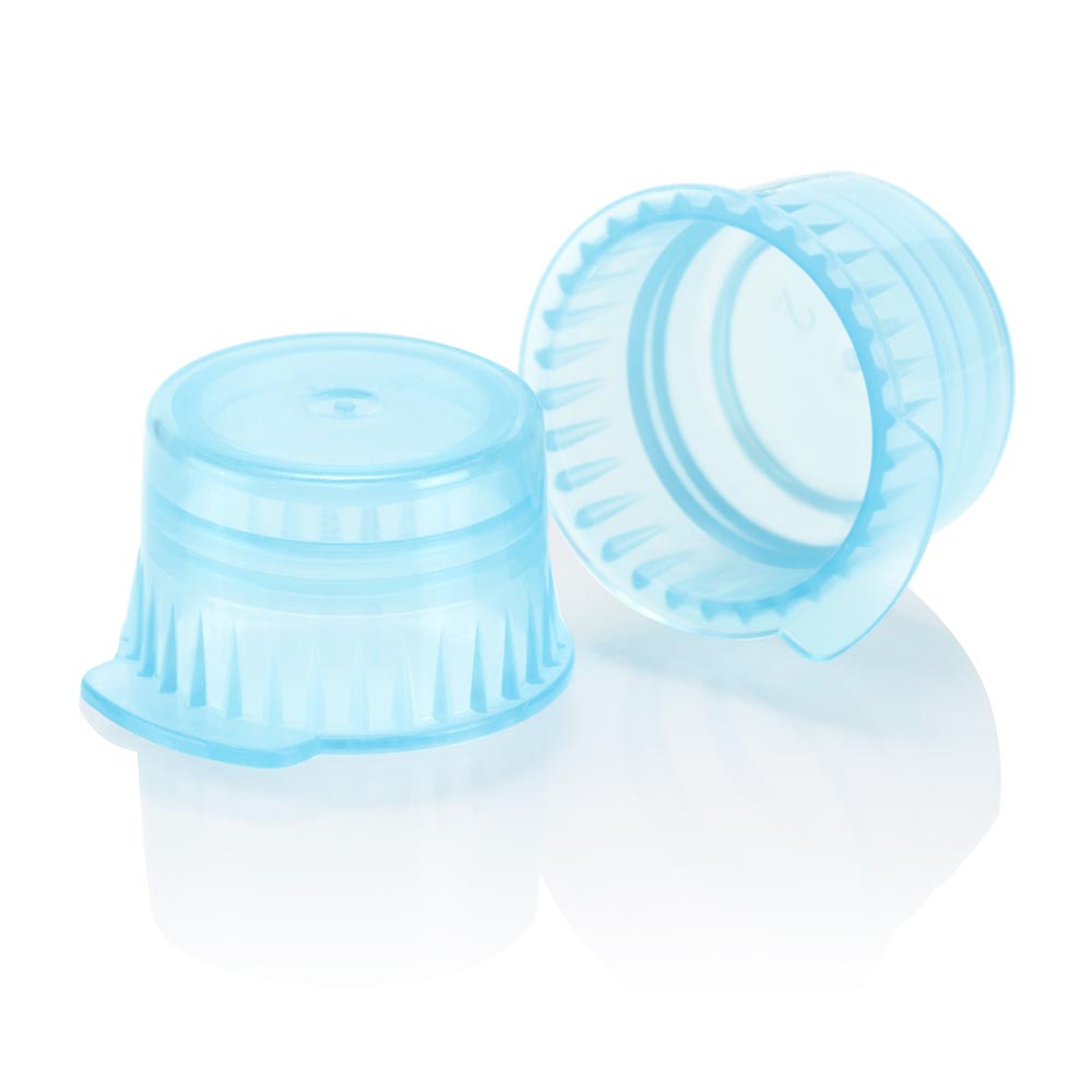 Globe Scientific Snap cap, Translucent blue, PE, for 12/13mm vacuum and Test tubes Image